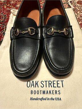 Oak Street Bootmakers Black Leather Horsebit Loafers